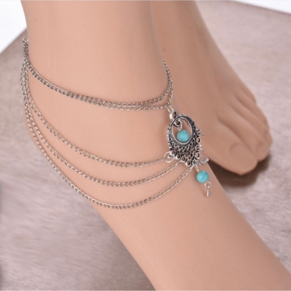 SILVER FOOT CHAIN (DARKER SILVER) - Picture 4 of 6